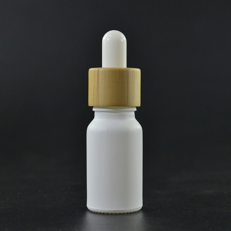 10ml matte white black red essential oil frosted glass dropper bottle with bamboo cap wholesales