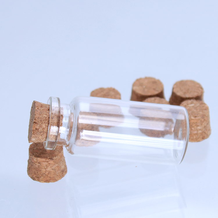 10ml mini clear glass bottle with cork lids flat bottom test tube Wishing Bottle