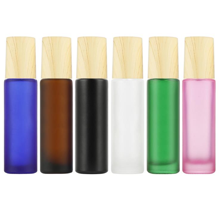 10ml perfume bamboo roll on glass bottle with bamboo lid and roller ball
