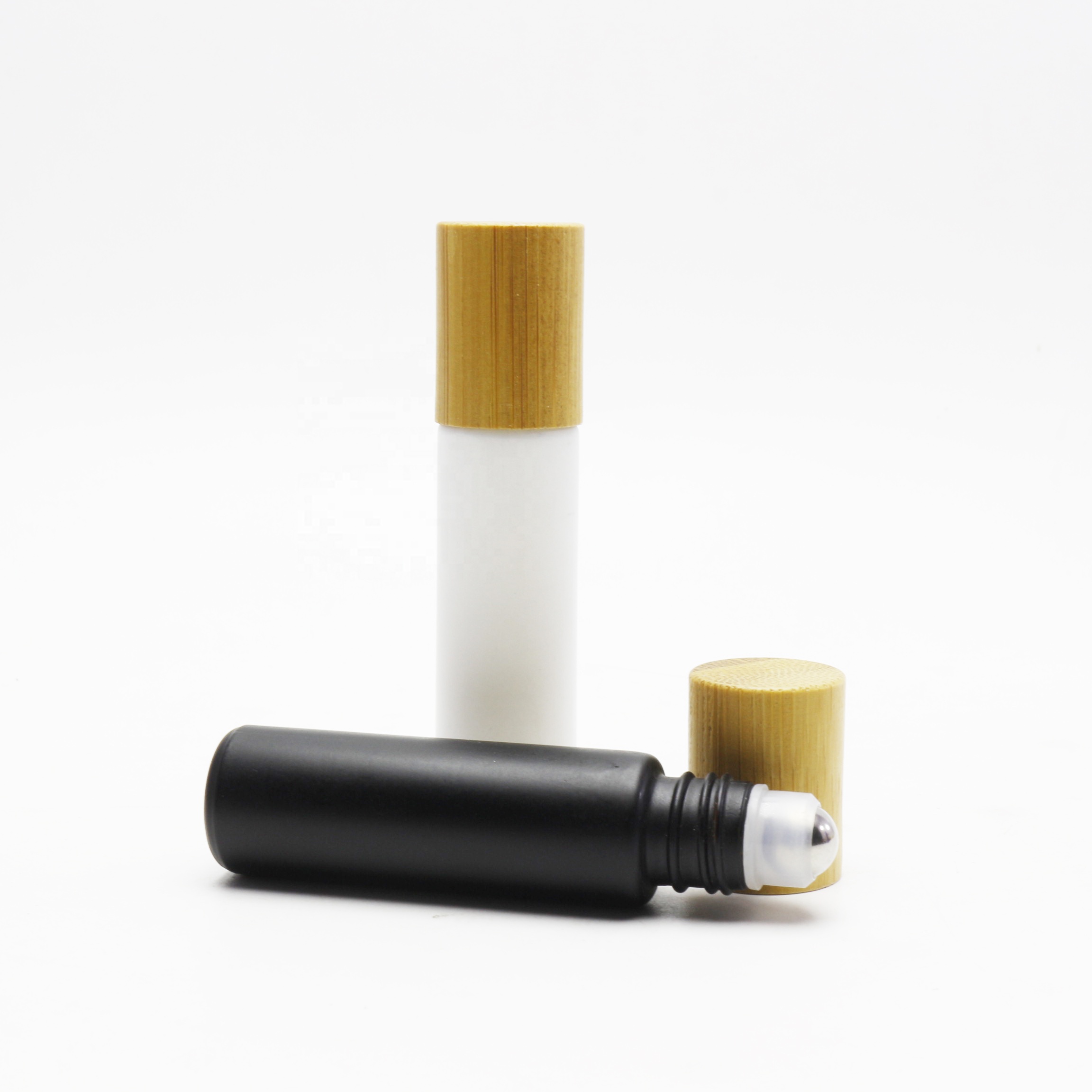 10ml perfume oil roll on essential oil bamboo lids amber white clear black roller bottle with plastic roller-888A