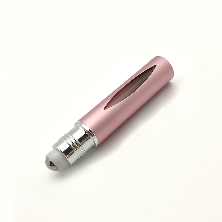 10ml pink color metal glass cosmetic perfume roll on ball bottle