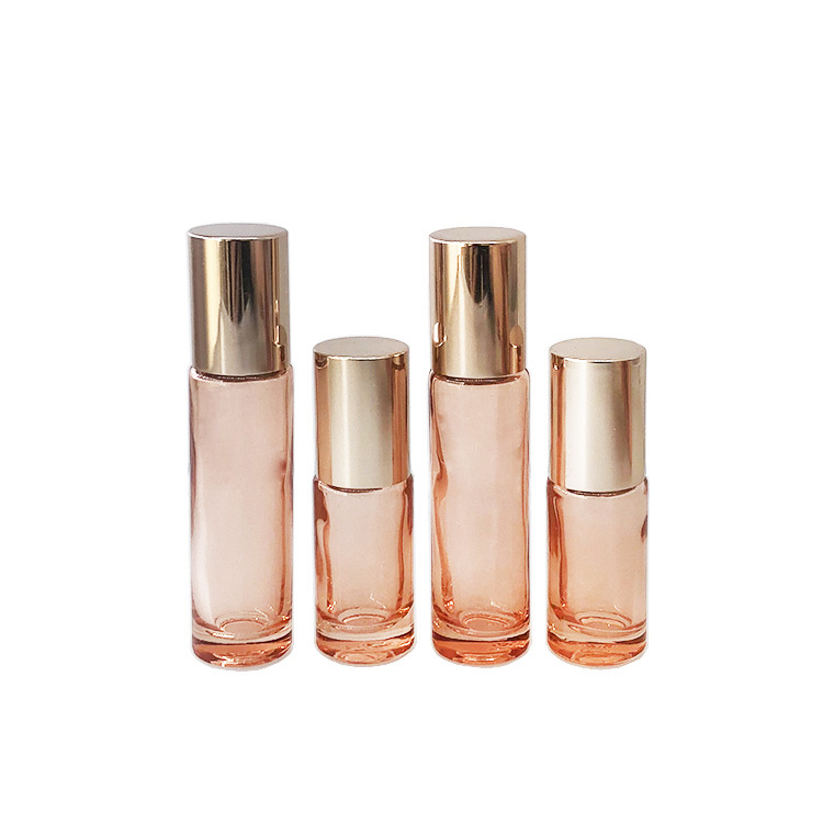 10ml pink glass roll on bottle with glass roller ball 10ml roll on perfume bottle