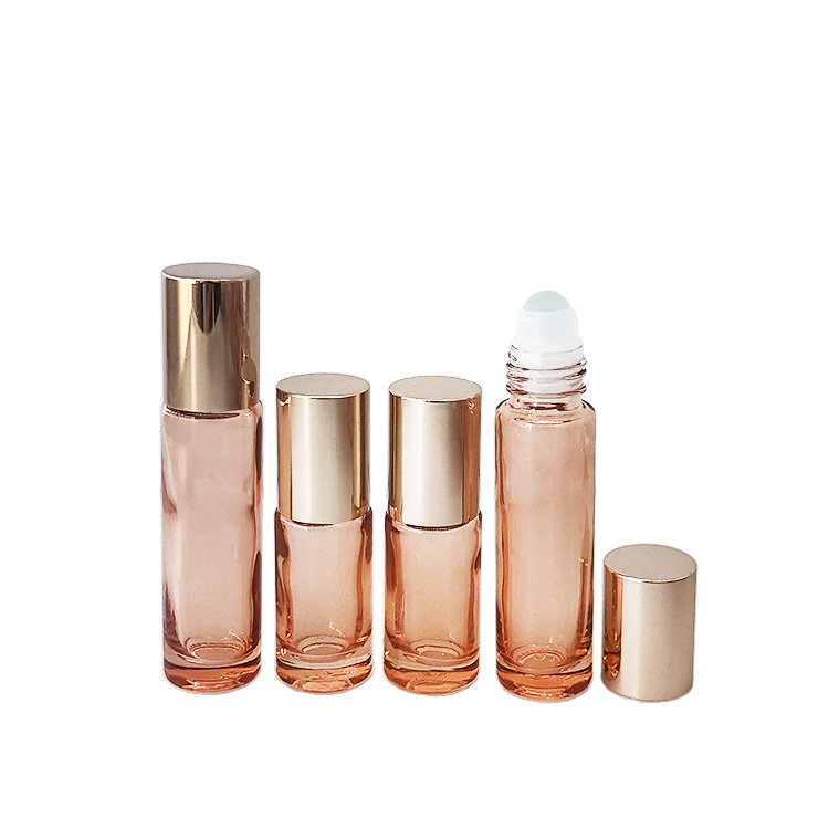 10ml pink glass roll on bottle with glass roller ball 10ml roll on perfume bottle