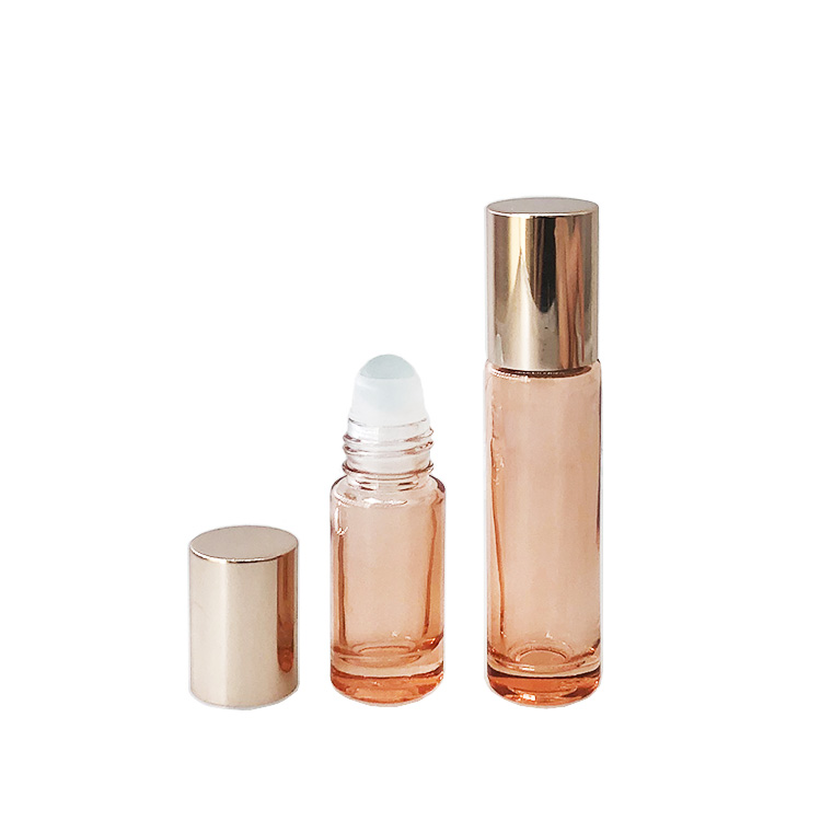 10ml pink glass roll on bottle with glass roller ball 10ml roll on perfume bottle