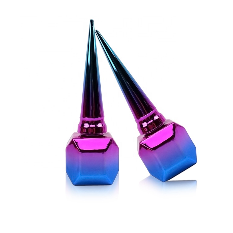 10ml rhombus electroplate blue purple nail polish bottle with circular cone brush cap glass bottle for nail polish