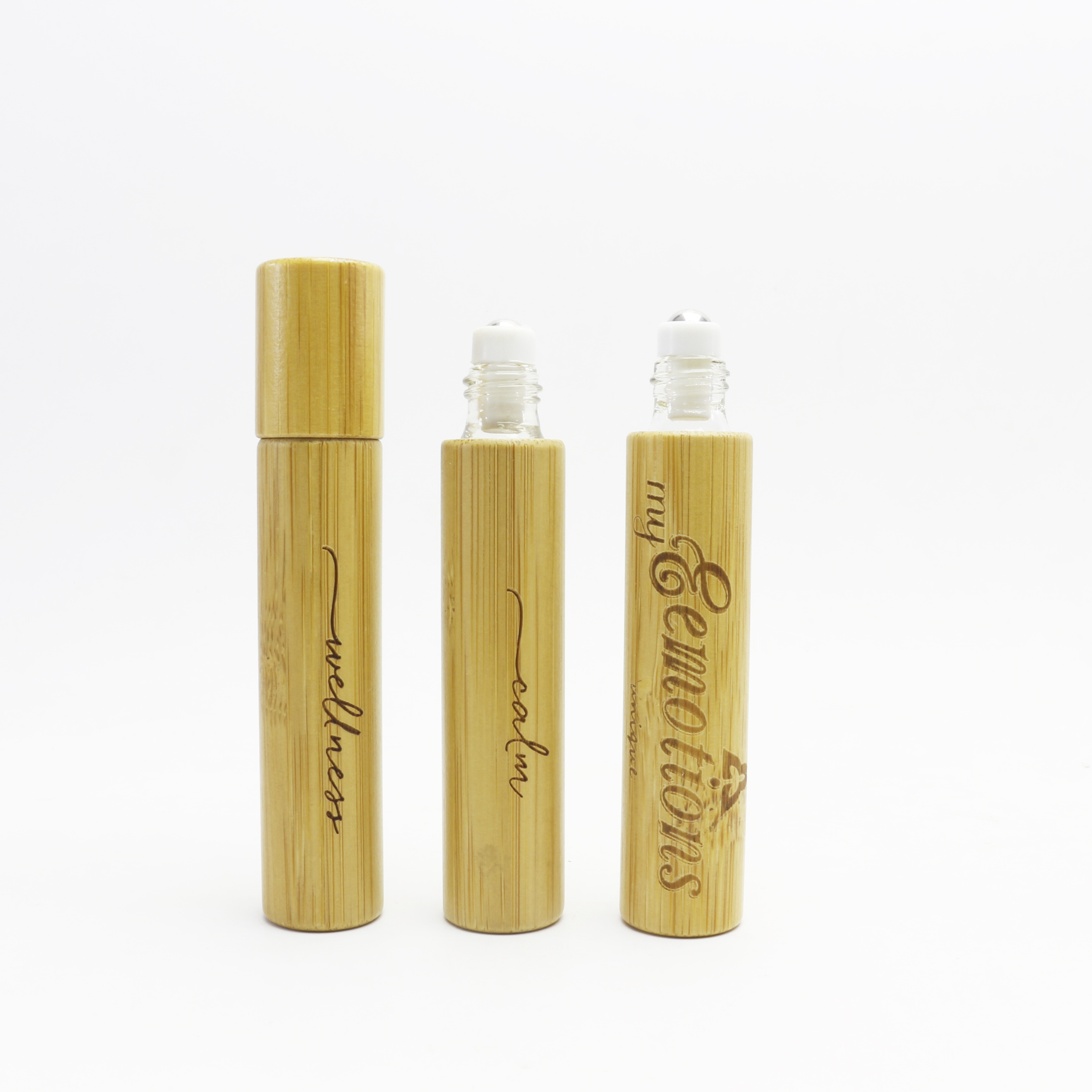 10ml roll on essential oil empty bamboo roller bottle can free engraving with window view roller-46AN