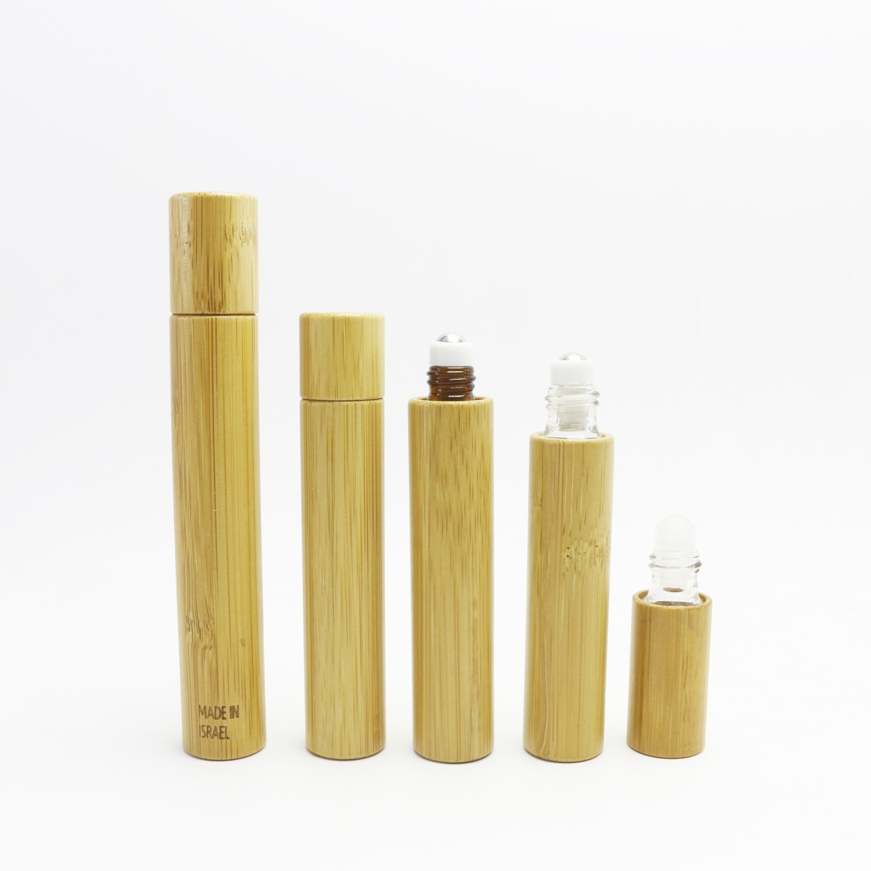 10ml roll on essential oil empty bamboo roller bottle can free engraving with window view roller-46AN