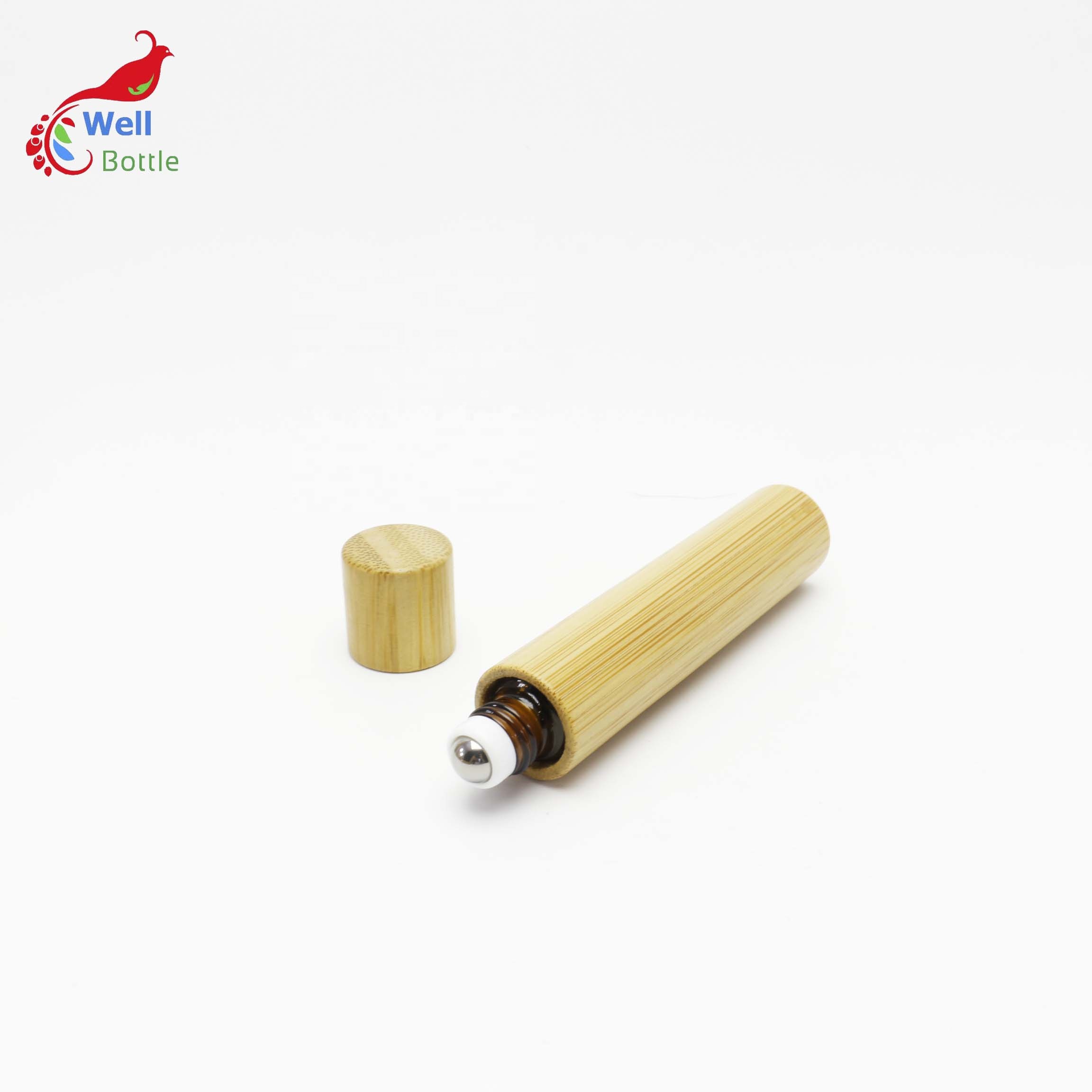 10ml roll on glass bamboo bottle for serum deodorant face oil essence perfume custom cosmetic packaging BR-47B