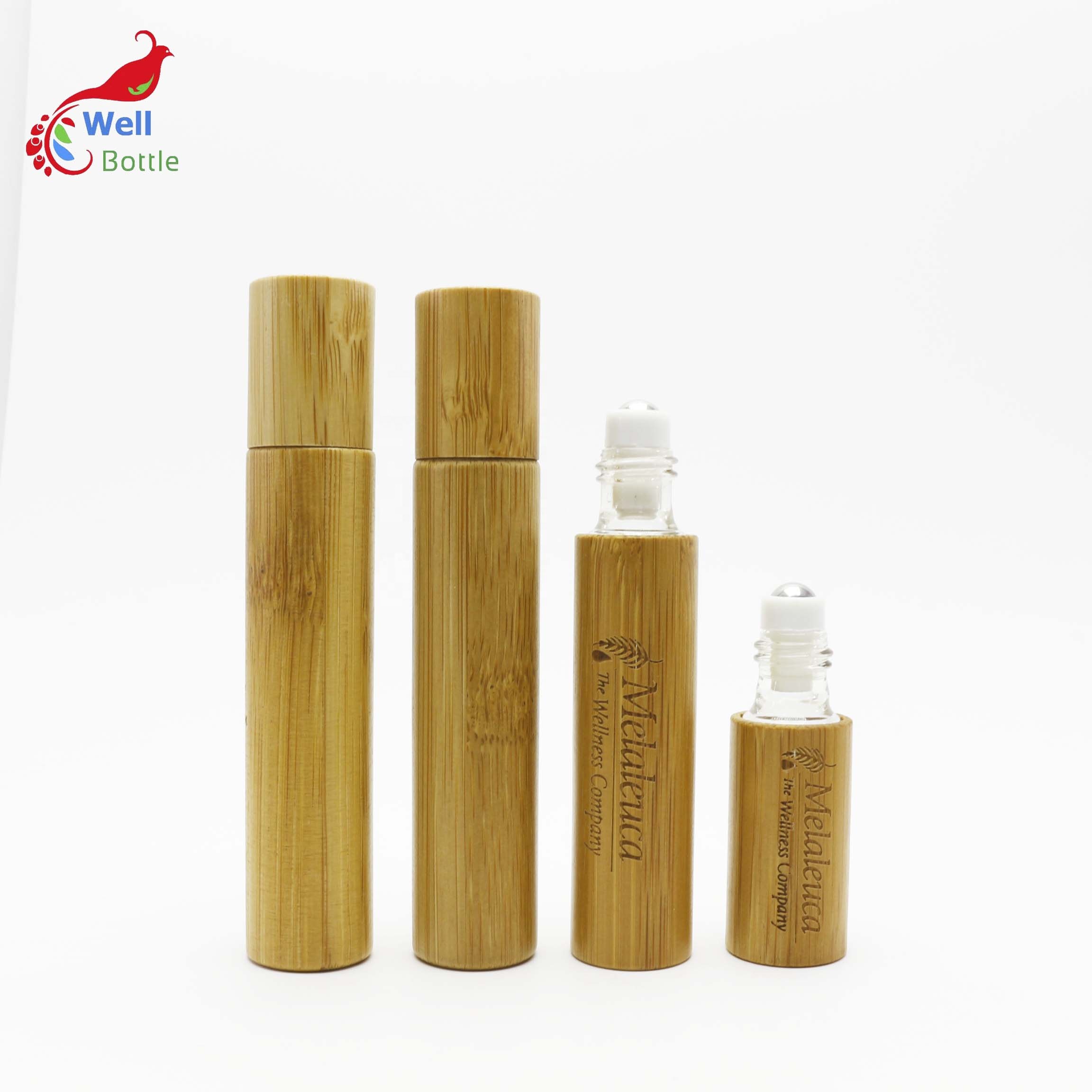 10ml roll on glass bamboo bottle for serum deodorant face oil essence perfume custom cosmetic packaging BR-47B