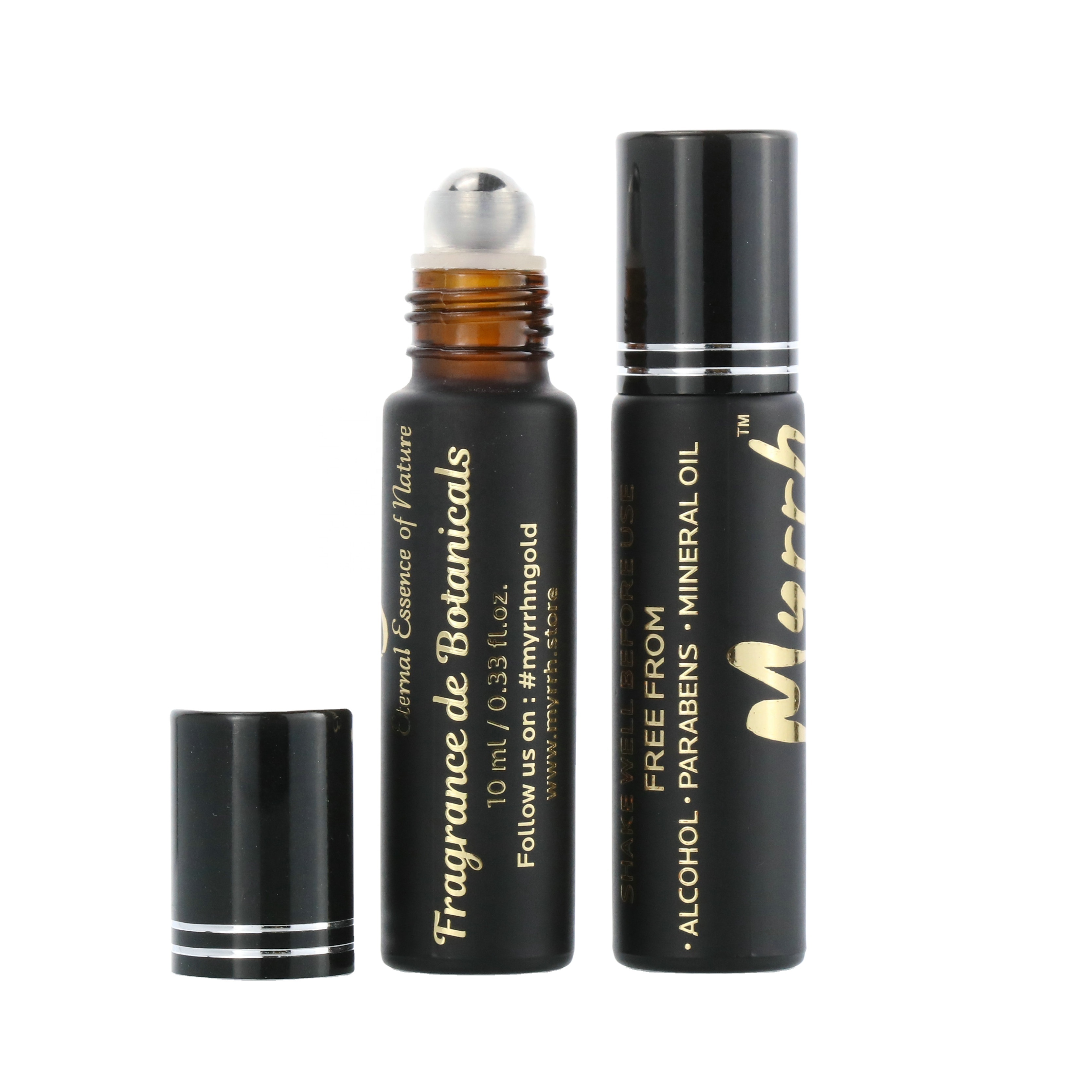 10ml roll on glass perfume bottle empty  amber glass roll-on essential oil bottle with stainless steel roller ball black cap