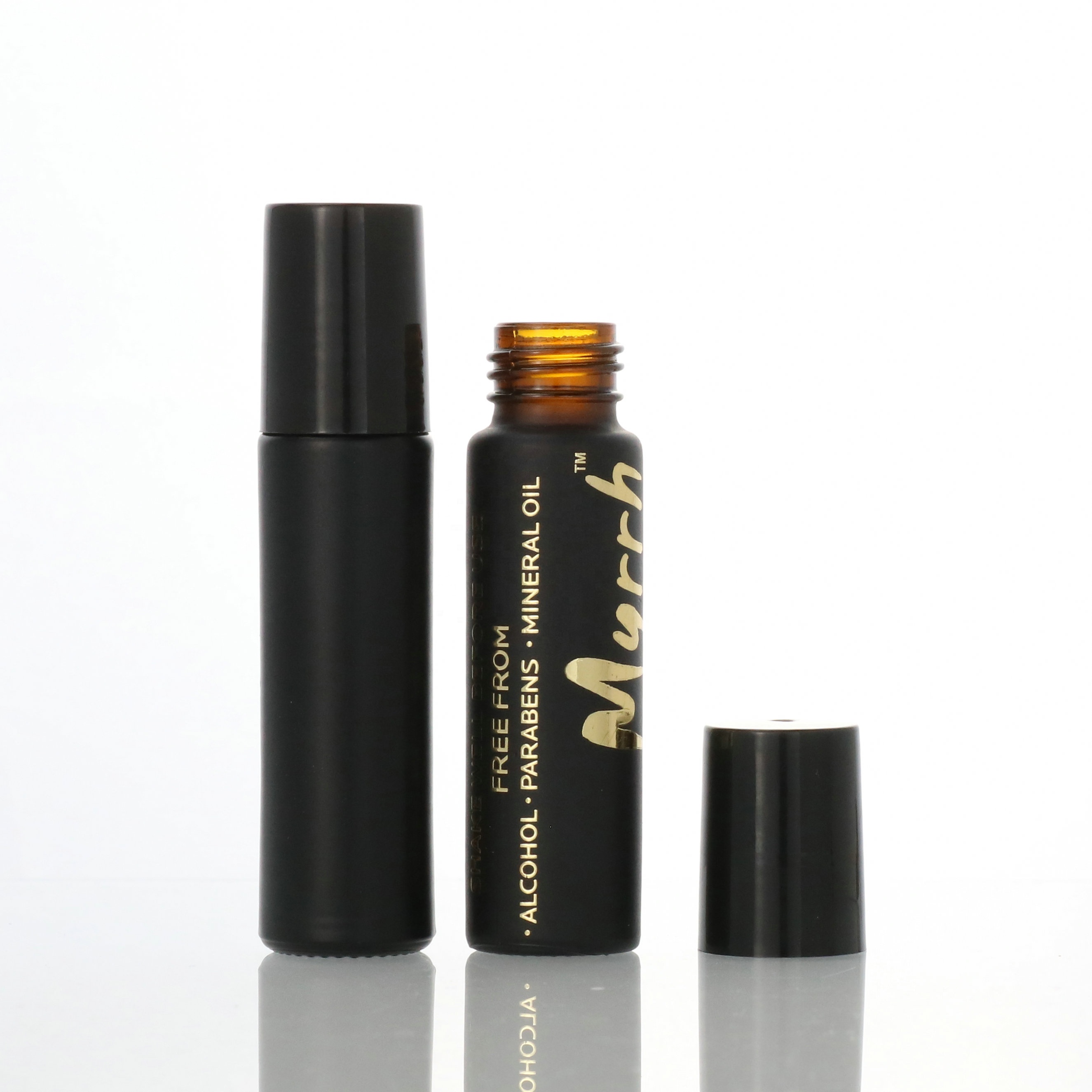 10ml roll on glass perfume bottle empty amber glass roll-on essential oil bottle with stainless steel roller ball black cap