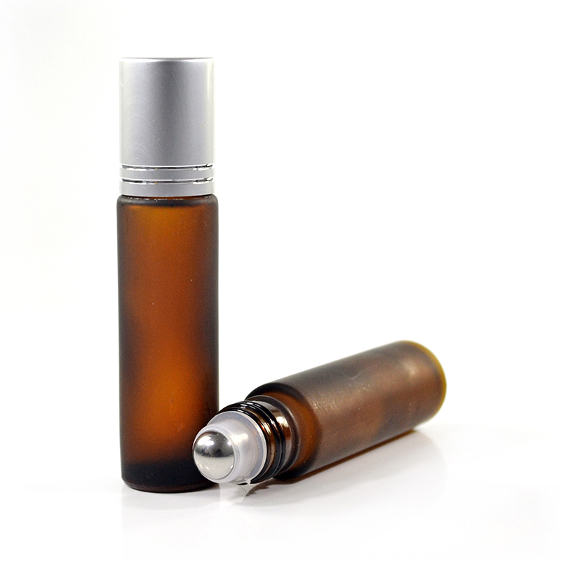 10ml roll-on perfume essential oil Lip Balms Green Pink colorful Glass roll on bottle with metal Stainless Steel Roller