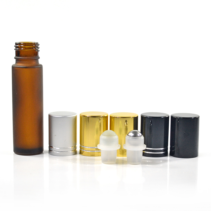 10ml roll-on perfume essential oil Lip Balms Green Pink colorful Glass roll on bottle with metal Stainless Steel Roller