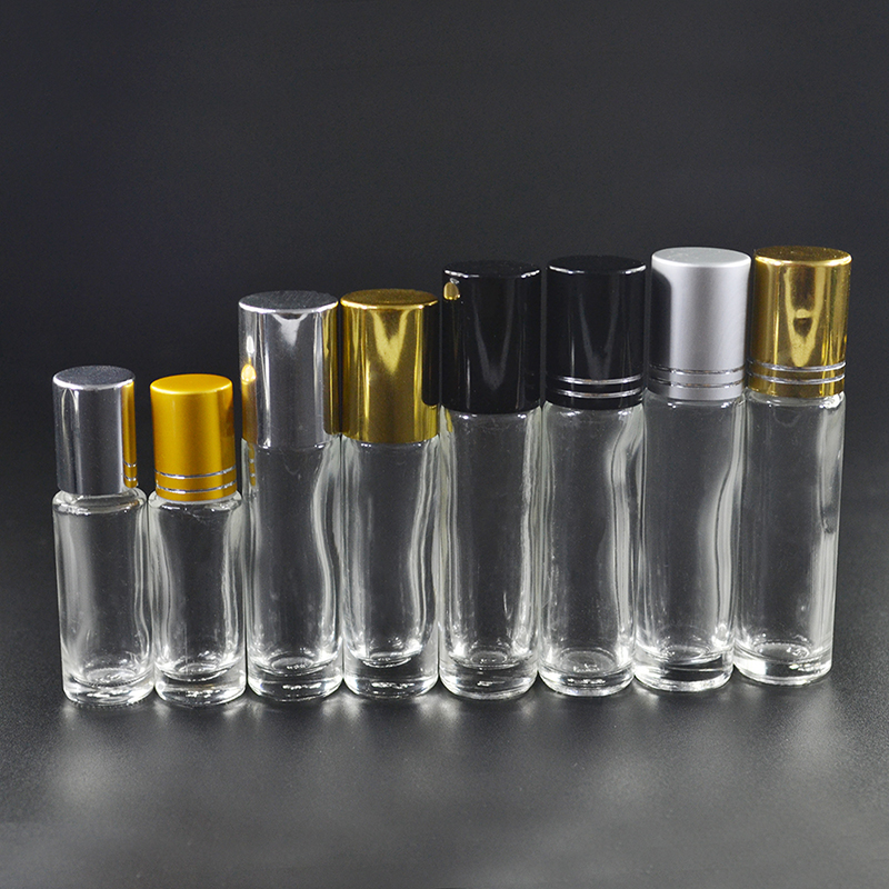 10ml roll-on perfume essential oil Lip Balms Green Pink colorful Glass roll on bottle with metal Stainless Steel Roller
