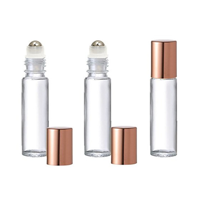 10ml rose gold and matte glass roll on bottle with rose Gold cap 5ml 10ml rose gold Essential oil roller bottle perfume bottle