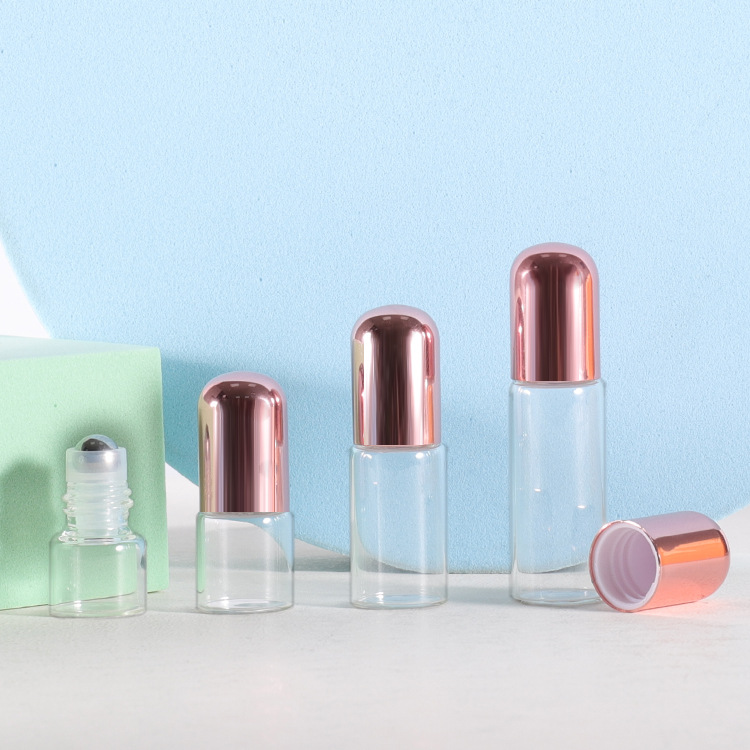 10ml rose gold and matte glass roll on bottle with rose Gold cap 5ml 10ml rose gold Essential oil roller bottle perfume bottle