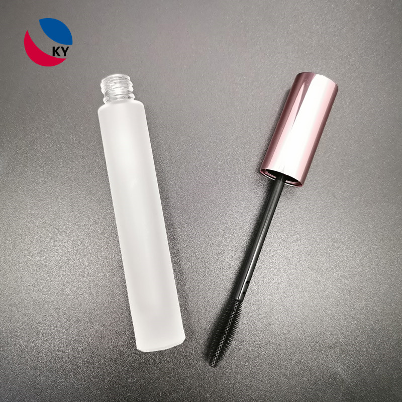 10ml rose gold matte black aluminum cap Glass Mascara bottle with silicon brush