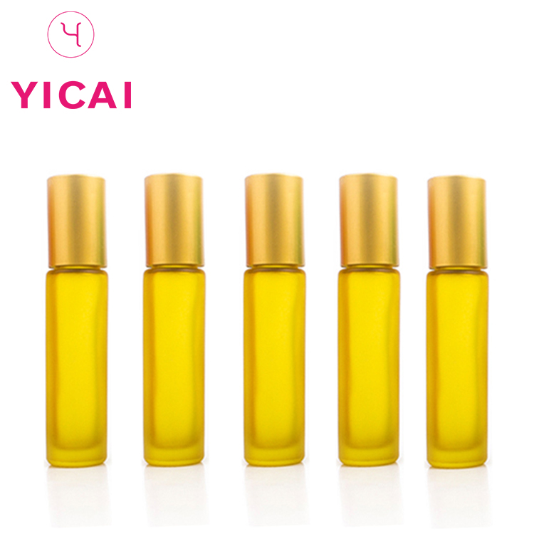 10ml small reusable roll on bottle, matte glass roll on bottle with stainless steel roller ball