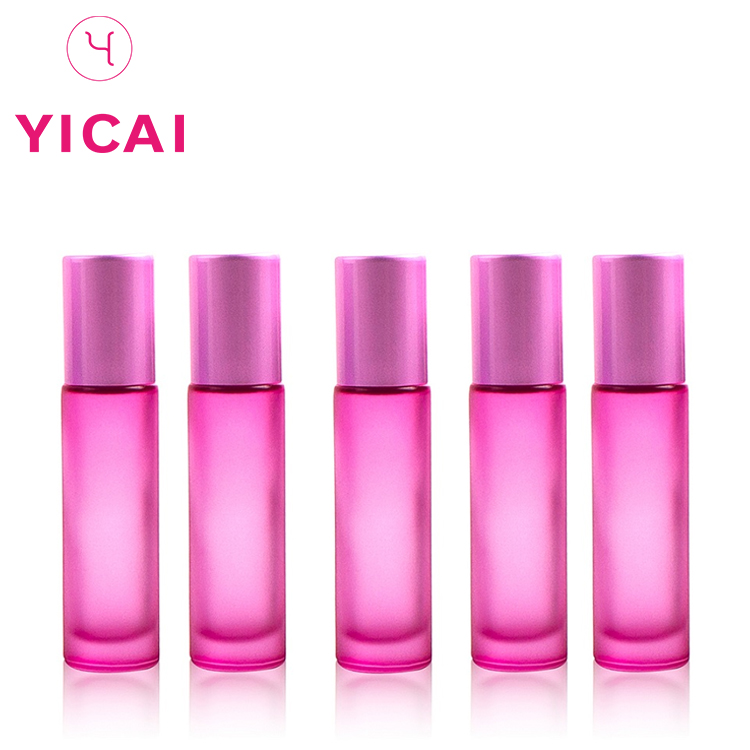 10ml small reusable roll on bottle, matte glass roll on bottle with stainless steel roller ball