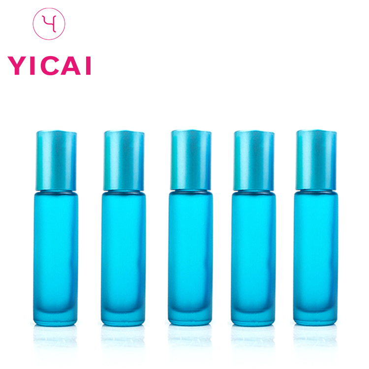 10ml small reusable roll on bottle, matte glass roll on bottle with stainless steel roller ball