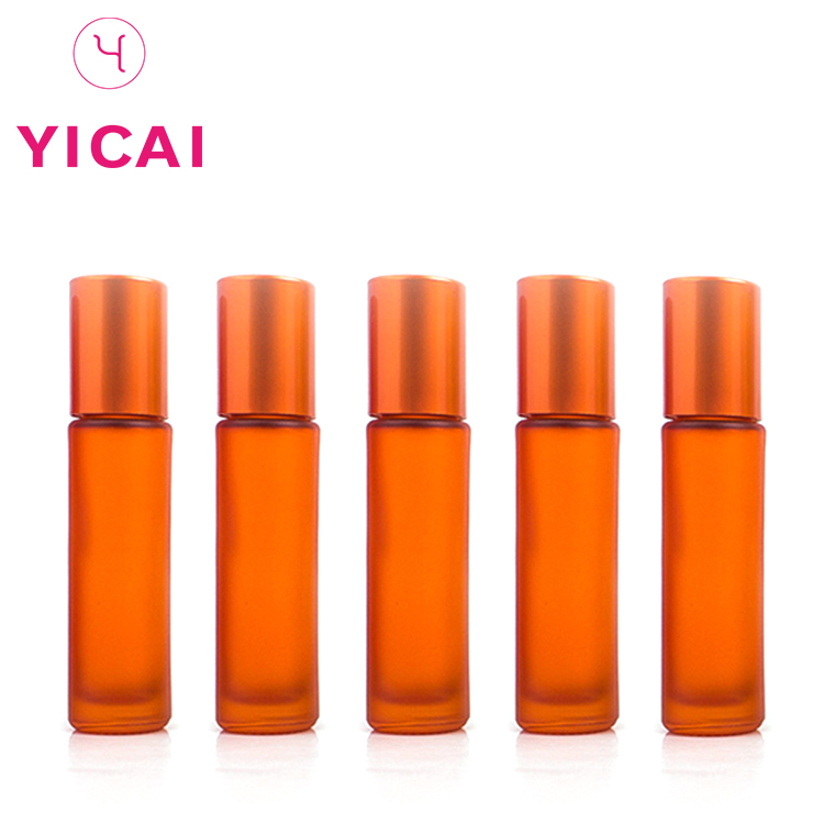 10ml small reusable roll on bottle, matte glass roll on bottle with stainless steel roller ball