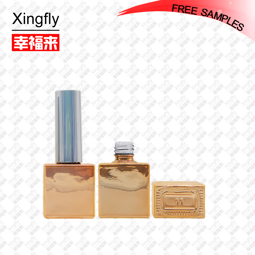 10ml square empty glass nail polish bottle uv gel electroplating gold bottle with brush and cap