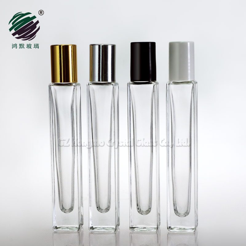 10ml square empty thick bottom perfume glass bottle 10 ml rectangle roll on bottle with stainless steel roller for essential oil