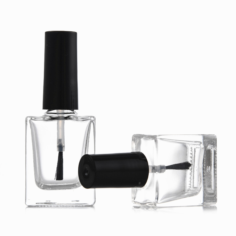 10ml square shape nail polish empty glass bottle with matte silver cap logo label printing
