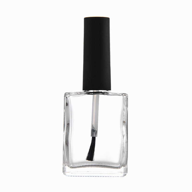 10ml square shape nail polish empty glass bottle with matte silver cap logo label printing