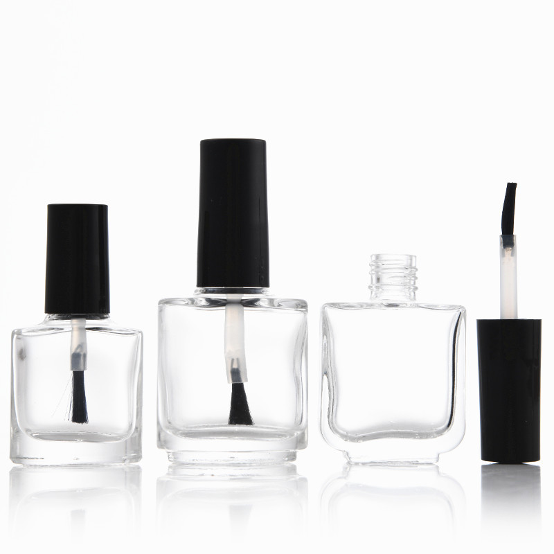 10ml square shape nail polish empty glass bottle with matte silver cap logo label printing