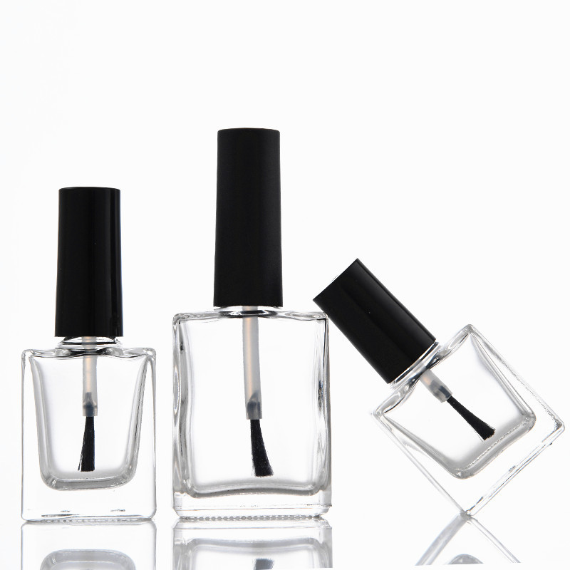 10ml square shape nail polish empty glass bottle with matte silver cap logo label printing