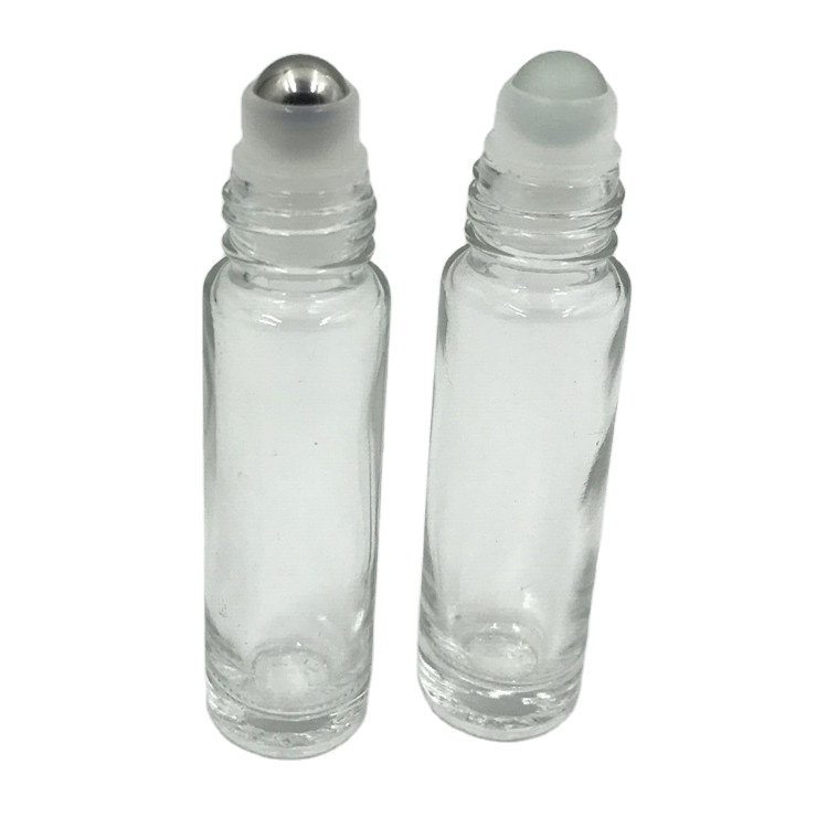 10ml transparent glass roll on bottle with cap