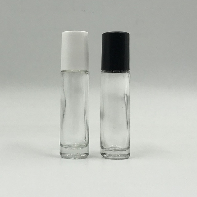 10ml transparent glass roll on bottle with cap