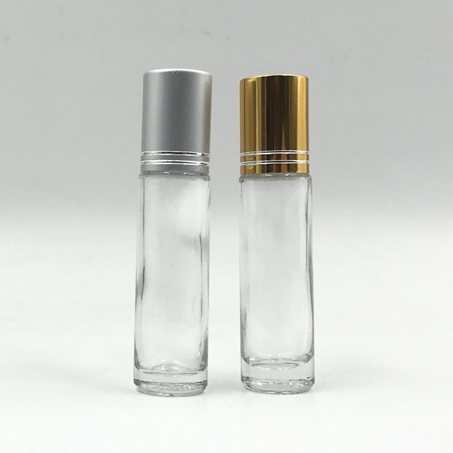10ml transparent glass roll on bottle with cap