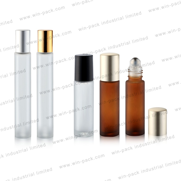 10ml white amber frosted glass roll on bottle packaging with mental roller ball