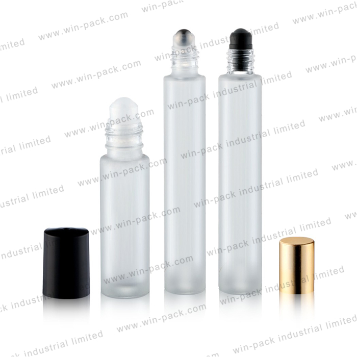 10ml white amber frosted glass roll on bottle packaging with mental roller ball