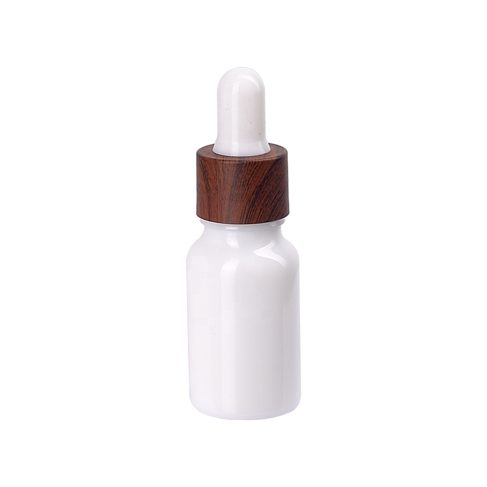 10ml white bottle dropper bottle 10 ml opal glass bottle with wood grain water transfer plastic dropper pipette