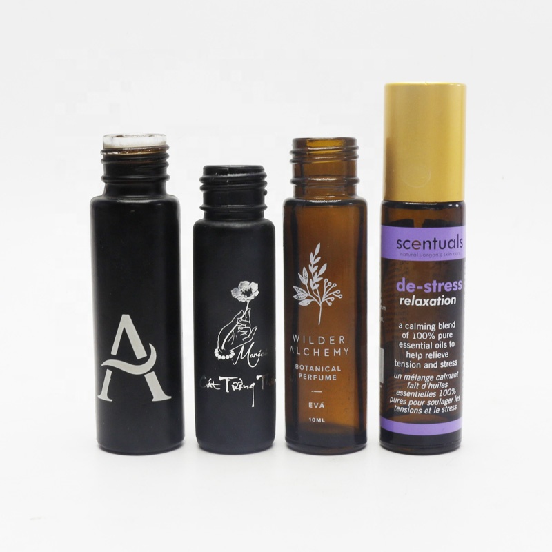 10ml white roll on glass bottle with bamboo lid Roller-08S