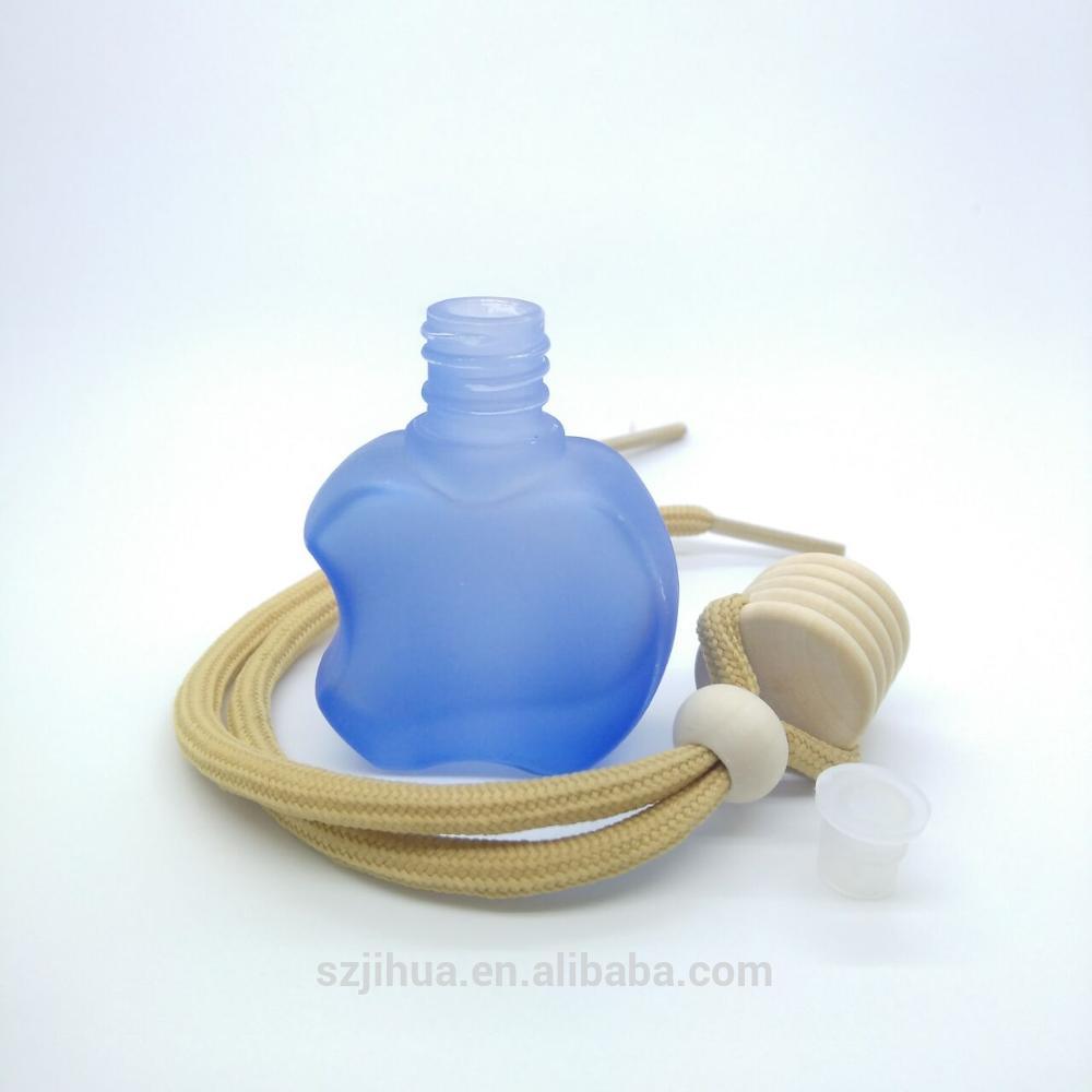 10ml wholesale Stock Apple Shape Empty car air fresh glass bottle Car Pendant Perfume Bottle