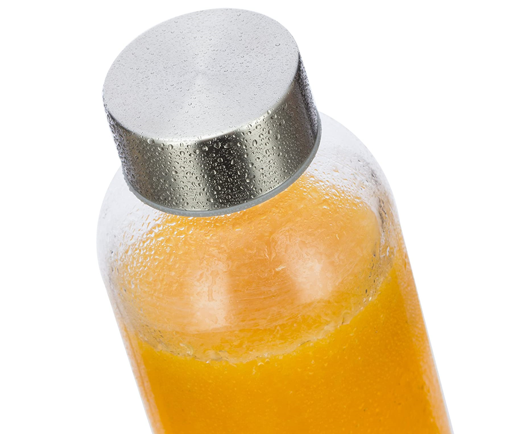 10oz 15oz water bottle glass juice bottle drinking glass bottle with metal lid
