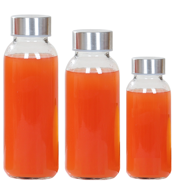 10oz 15oz water bottle glass juice bottle drinking glass bottle with metal lid