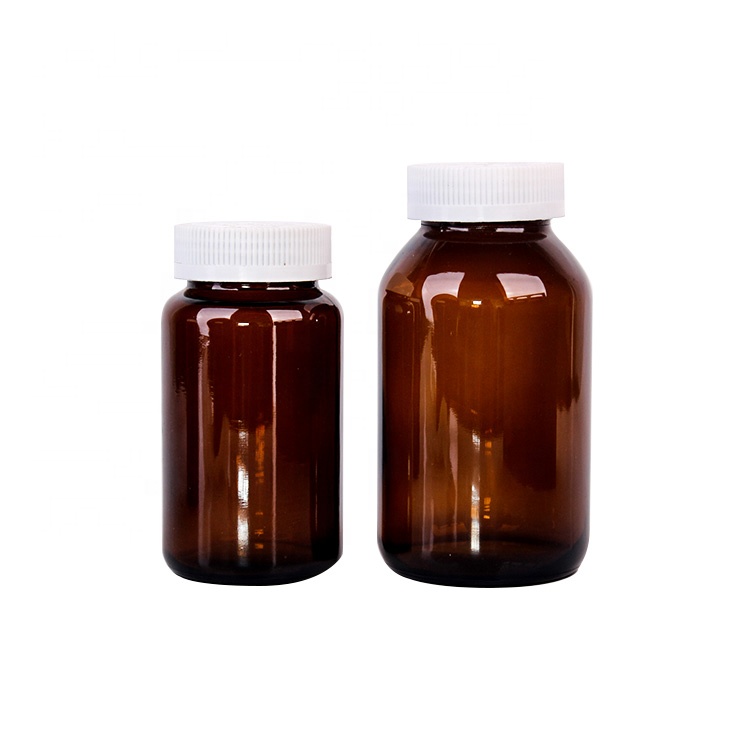10oz 20oz Large capacity amber glass medicine bottles pill bottles with plastic lids