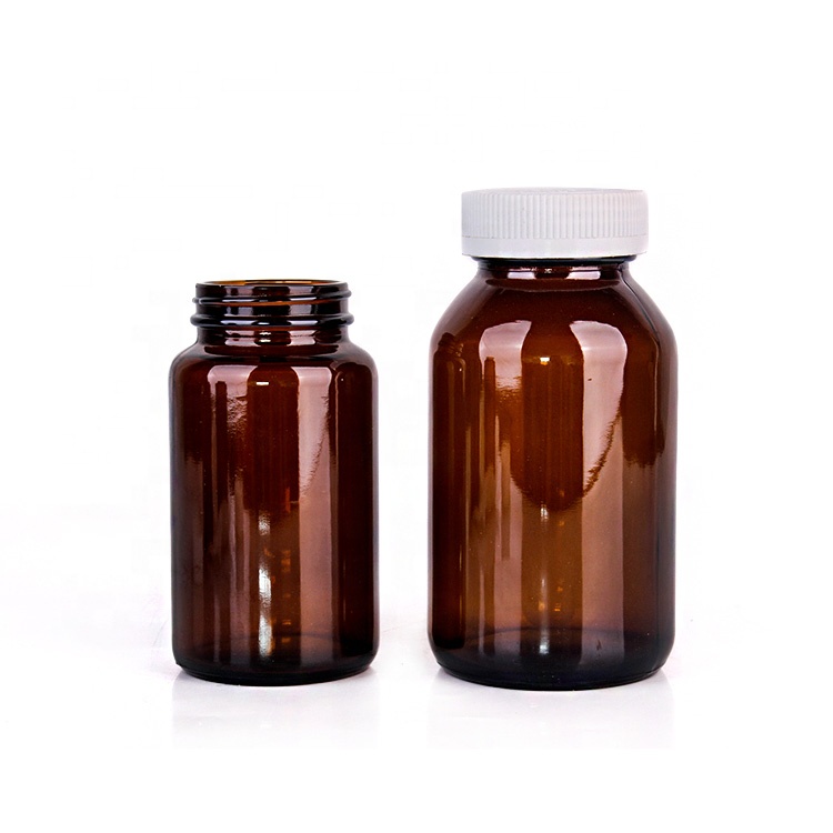 10oz 20oz Large capacity amber glass medicine bottles pill bottles with plastic lids