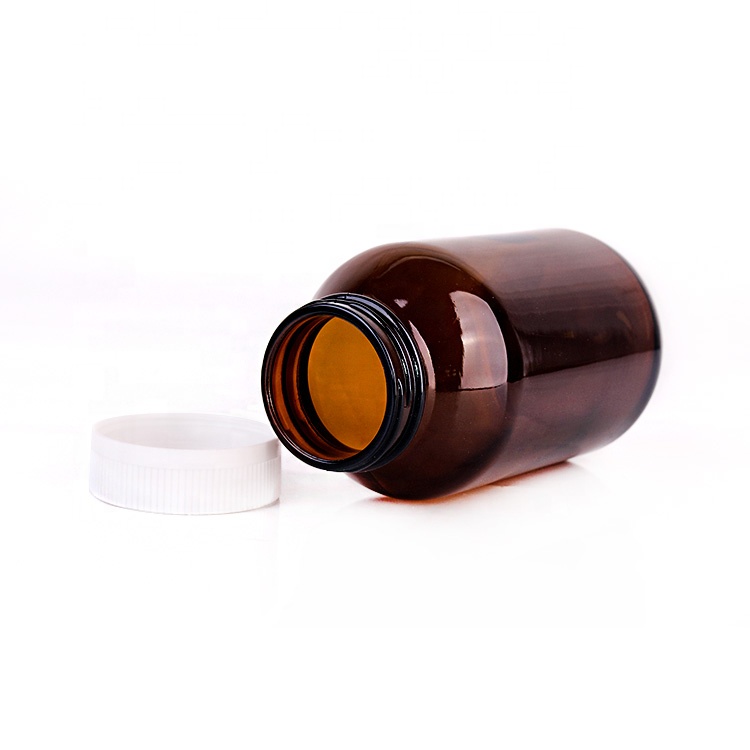 10oz 20oz Large capacity amber glass medicine bottles pill bottles with plastic lids