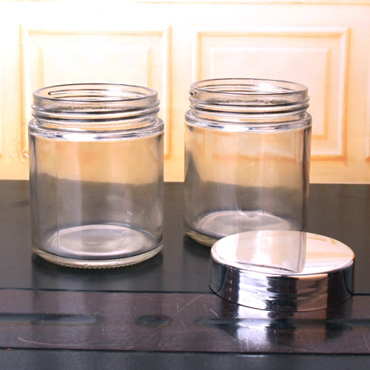 10oz 300ml clear airtight straight side glass storage jars for food candy honey caviar jam with screw lid