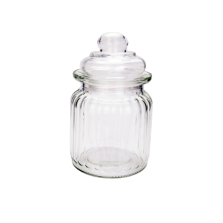 10oz 300ml clear glass storage jar with glass lid for grains candy nut tea