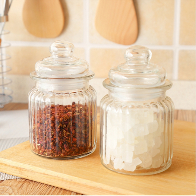 10oz 300ml clear glass storage jar with glass lid for grains candy nut tea