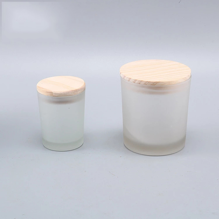 10oz Matte black empty glass candle jars with wooden lid glass holders containers
