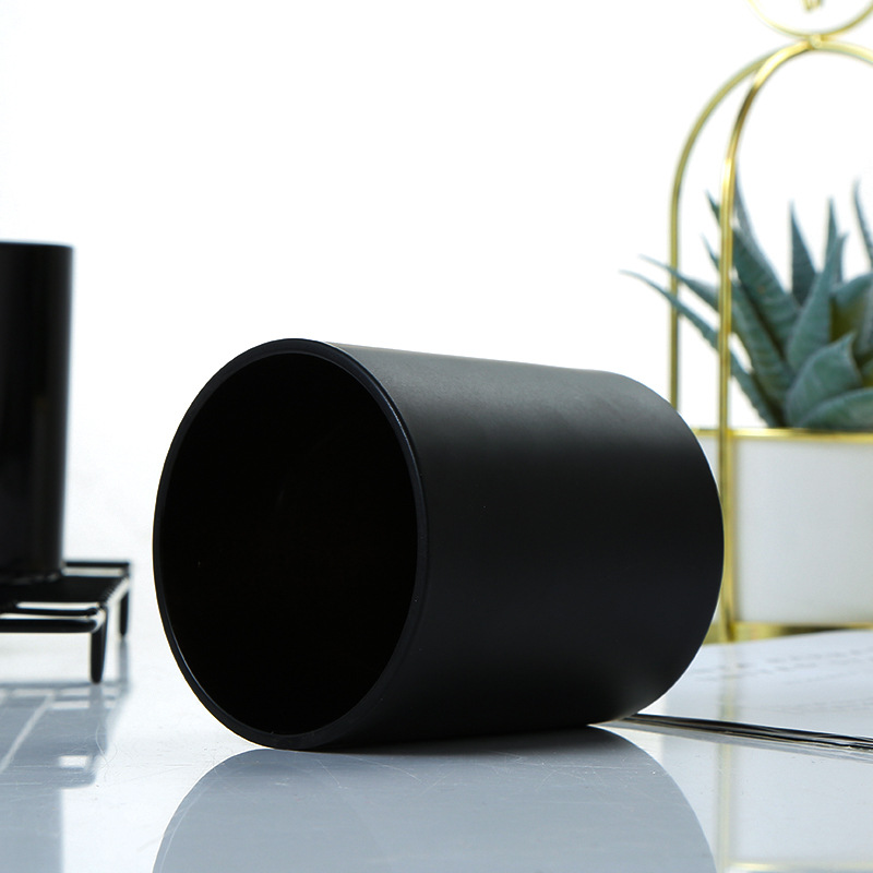 10oz Matte black empty glass candle jars with wooden lid glass holders containers