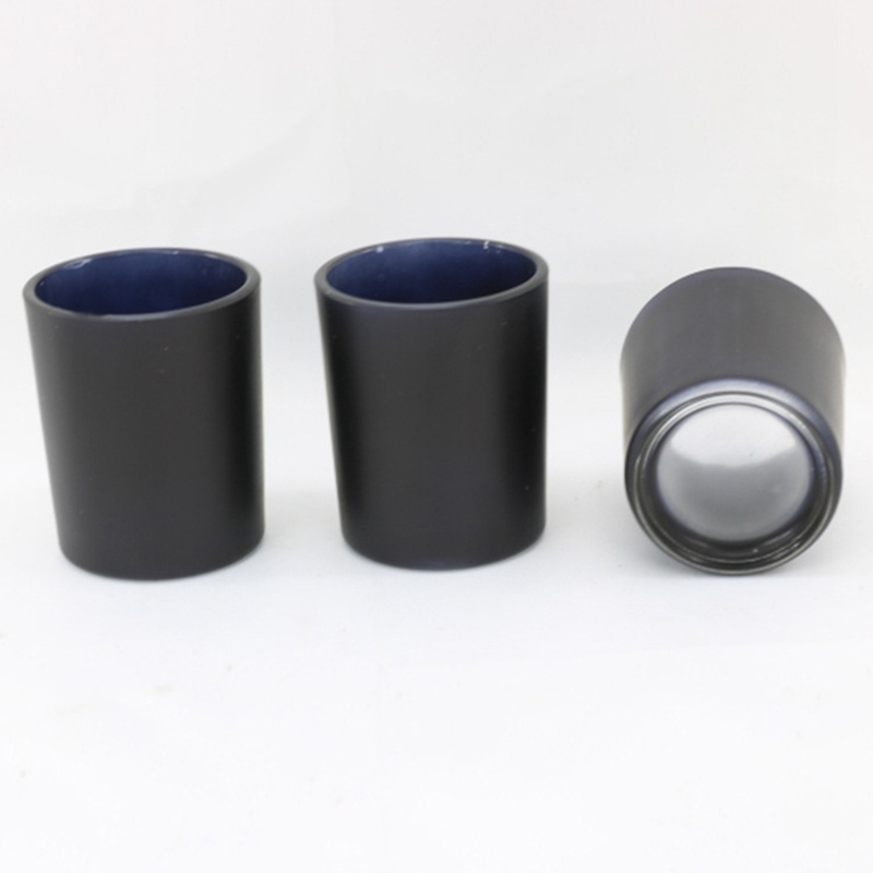 10oz Matte black empty glass candle jars with wooden lid glass holders containers